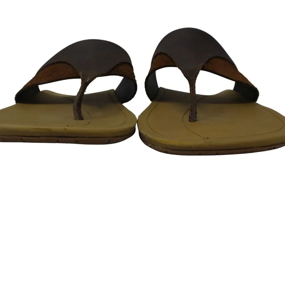Chaco Cognac Brown Leather Flip Flops Thong Sandals